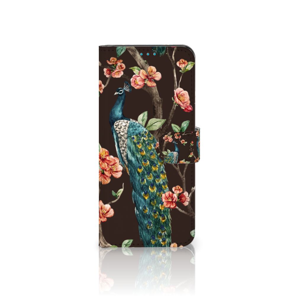 Samsung Galaxy A73 5G Telefoonhoesje met Pasjes Pauw met Bloemen