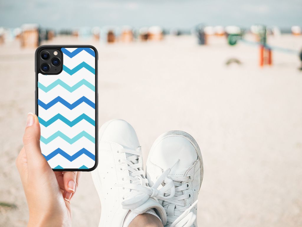 Apple iPhone 11 Pro Max Bumper Case Zigzag Blauw B2C Telecom