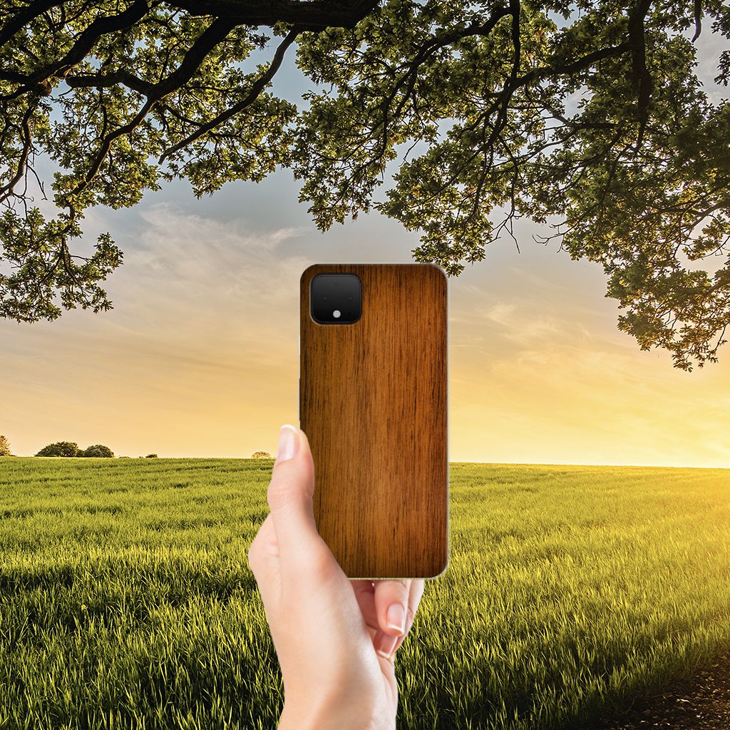 Google Pixel 4 XL Bumper Hoesje Donker Hout