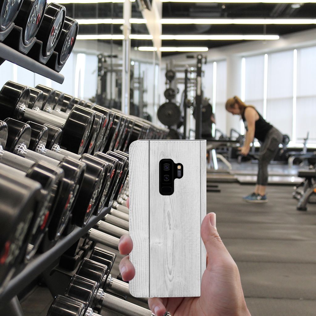 Samsung Galaxy S9 Plus Book Wallet Case White Wood