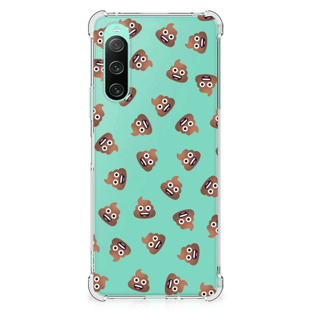 Doorzichtige Silicone Hoesje voor Sony Xperia 10 V Poep Emojis