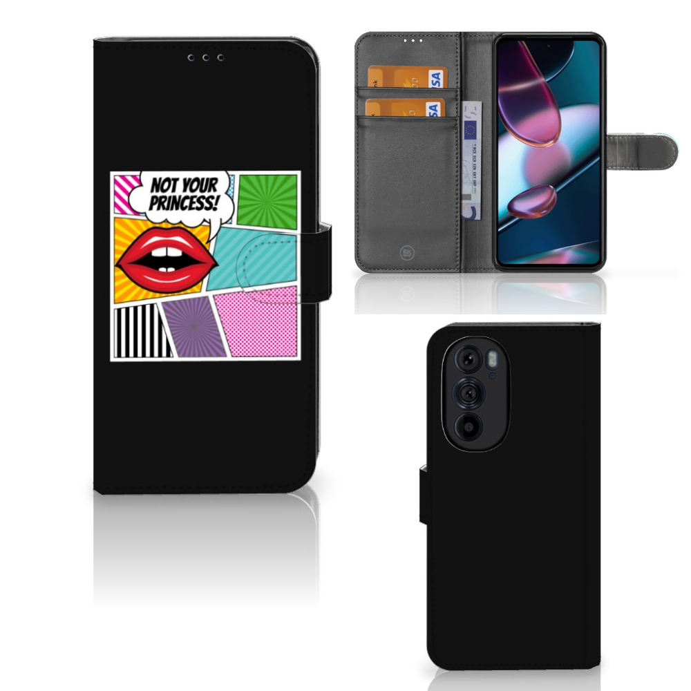 Motorola Edge 30 Pro Wallet Case met Pasjes Popart Princess