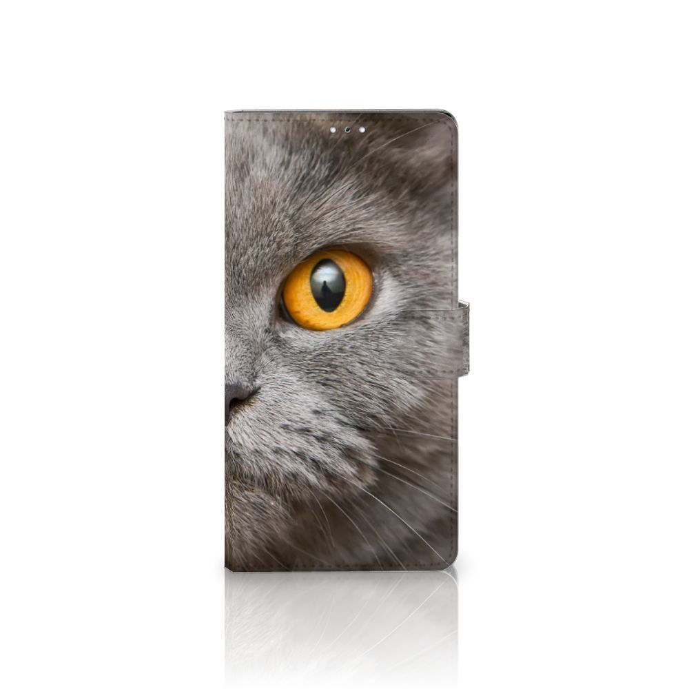 Telefoonhoesje met Pasjes Samsung Galaxy S22 Ultra Britse Korthaar met indrukwekkende kat ogen.