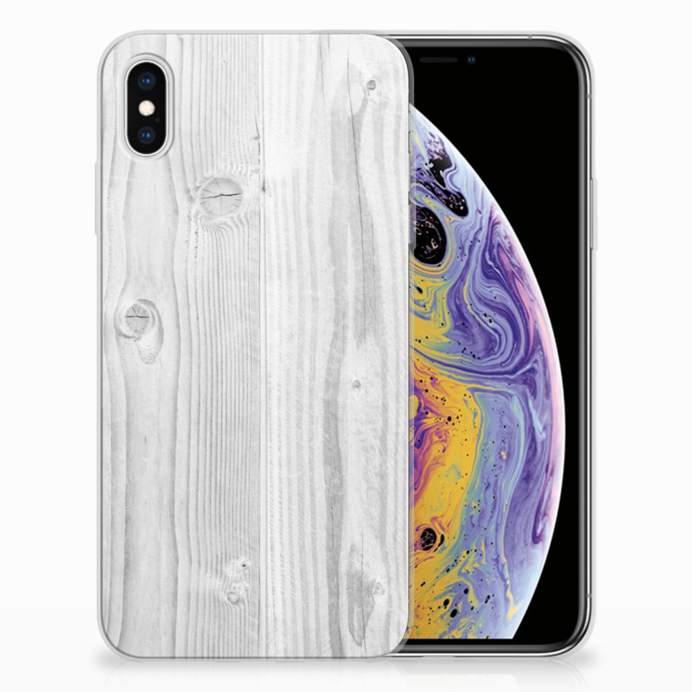 Apple iPhone Xs Max Bumper Hoesje White Wood