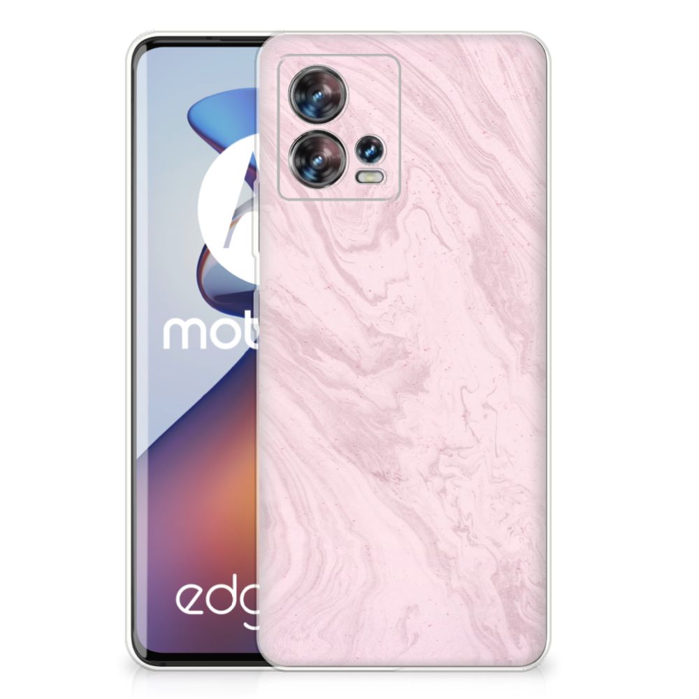 Motorola Edge 30 Fusion TPU Siliconen Hoesje Marble Pink - Origineel Cadeau Vriendin