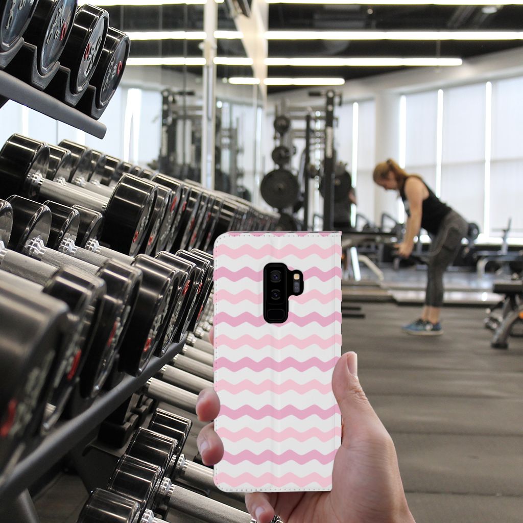 Samsung Galaxy S9 Plus Hoesje met Magneet Waves Roze