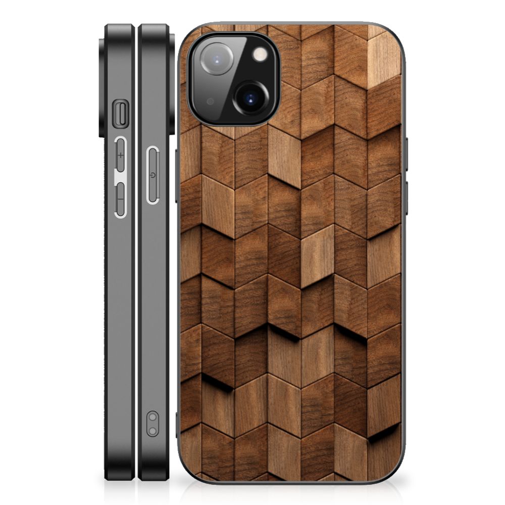 Houten Print Telefoonhoesje voor iPhone 14 Plus Wooden Cubes