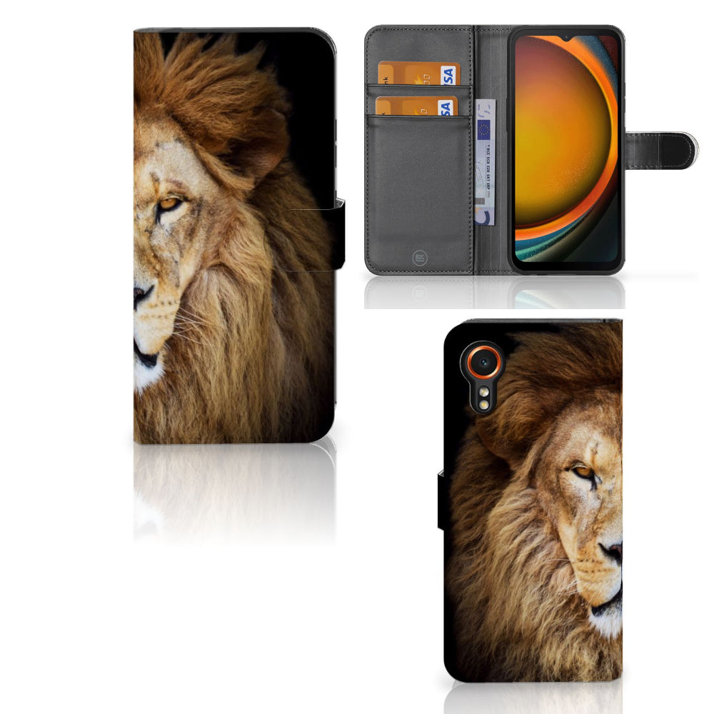 Samsung Galaxy Xcover 7 Telefoonhoesje met Pasjes Leeuw
