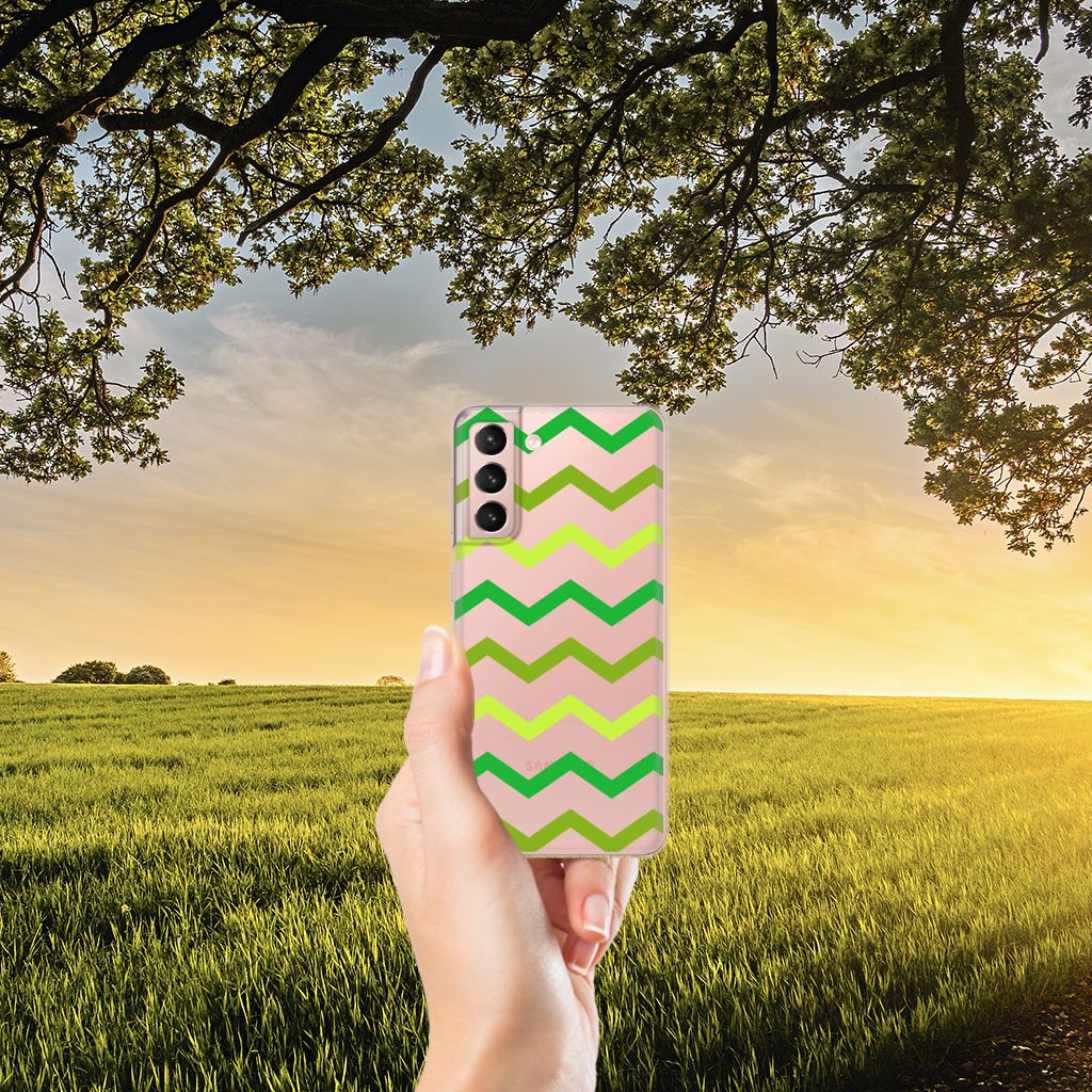 Samsung Galaxy S21 TPU bumper Zigzag Groen B2C Telecom