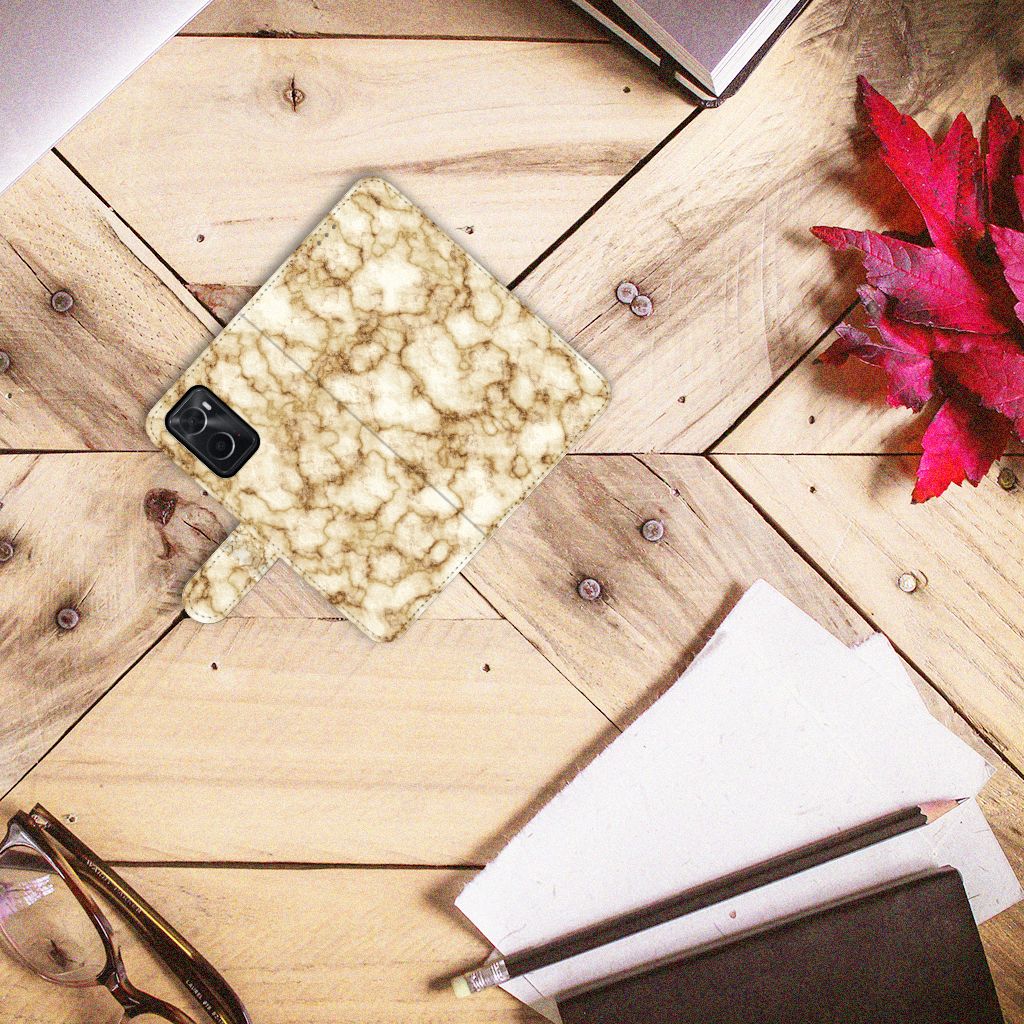 OPPO A76 | A96 Bookcase Marmer Goud