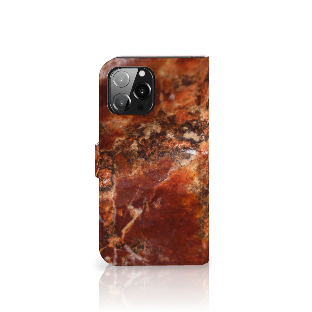 iPhone 13 Pro Max Bookcase Marmer Bruin