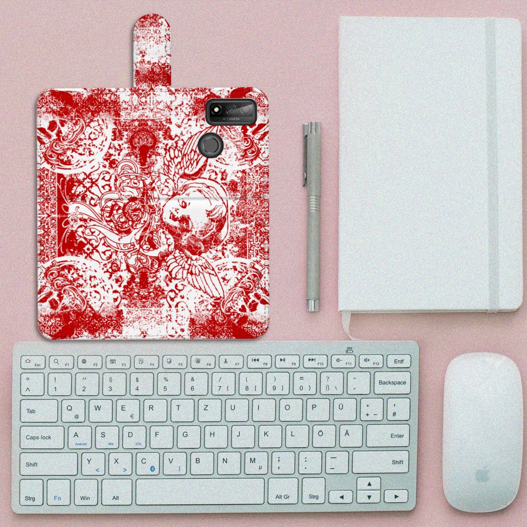 Telefoonhoesje met Naam Huawei P Smart 2020 Angel Skull Rood