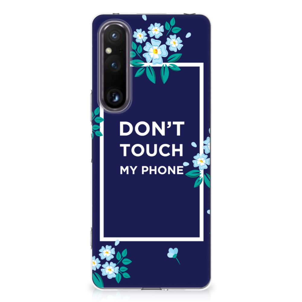 Sony Xperia 1 V Silicone-hoesje Flowers Blue DTMP