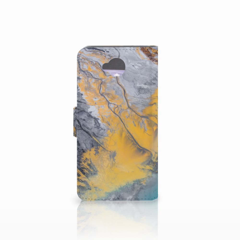 Microsoft Lumia 650 Bookcase Marble Blue Gold