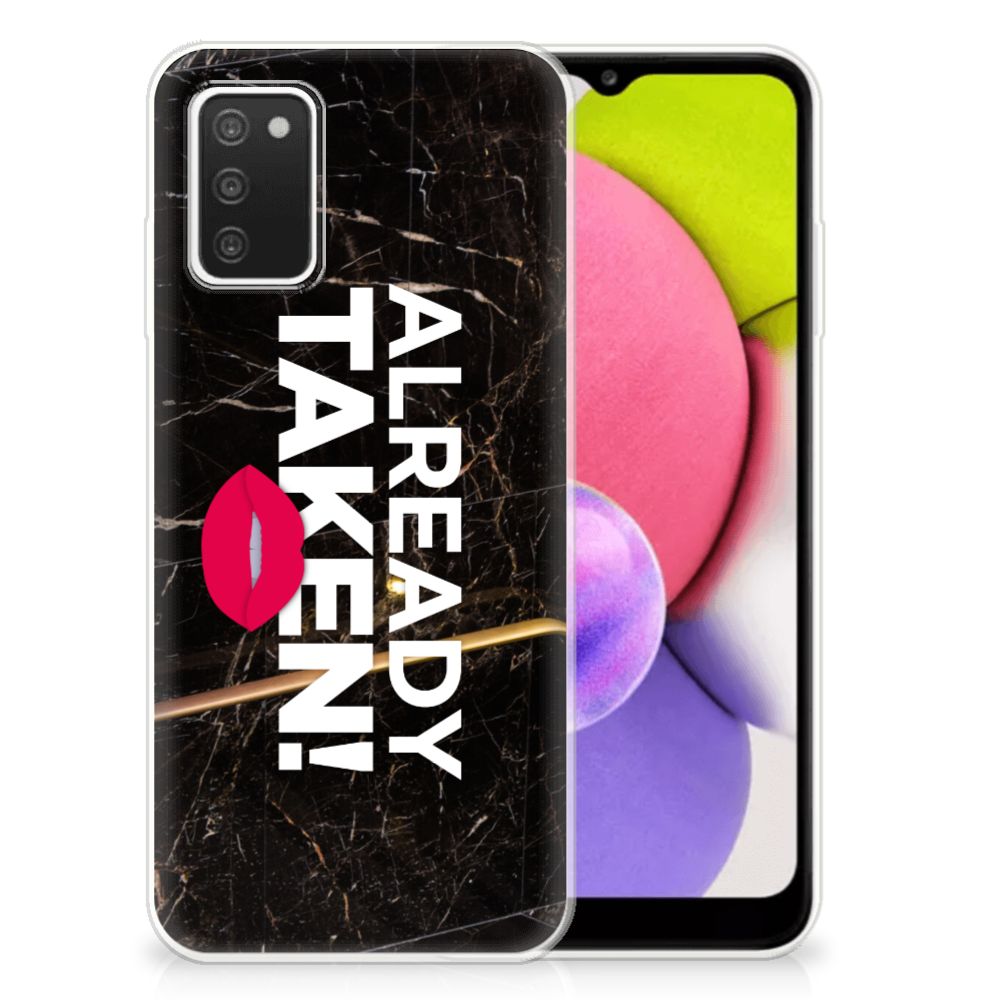 Samsung Galaxy A03S Siliconen hoesje met naam Already Taken Black