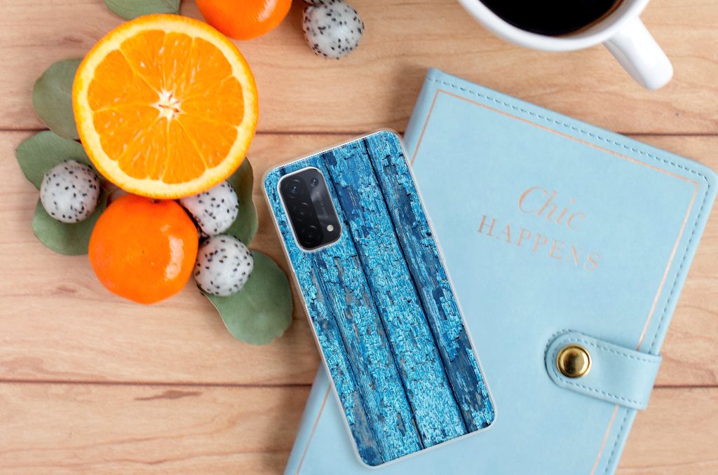 OPPO A93 5G Bumper Hoesje Wood Blue