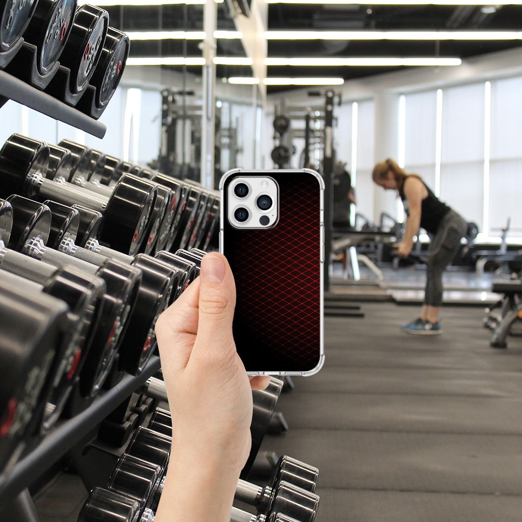 Apple iPhone 13 Pro Doorzichtige Silicone Hoesje Geruit Rood B2C Telecom
