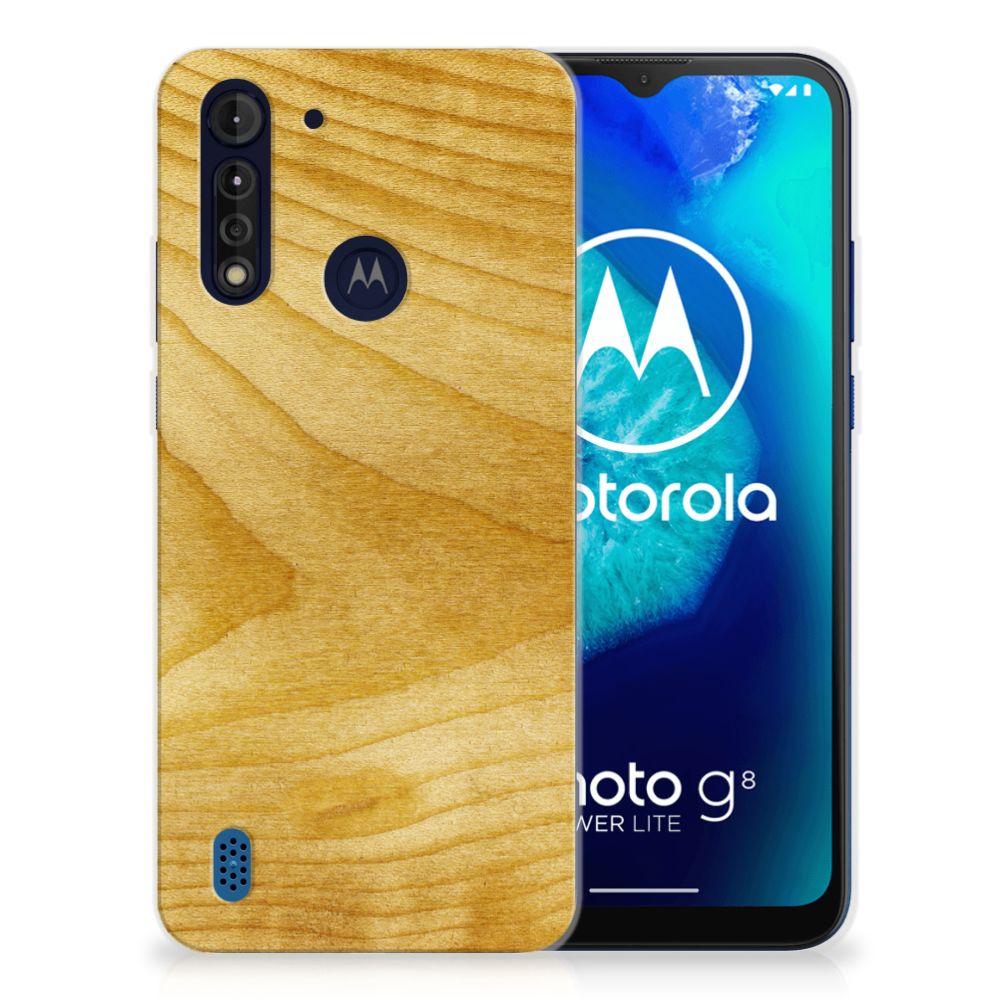 Motorola Moto G8 Power Lite Bumper Hoesje Licht Hout B2C Telecom