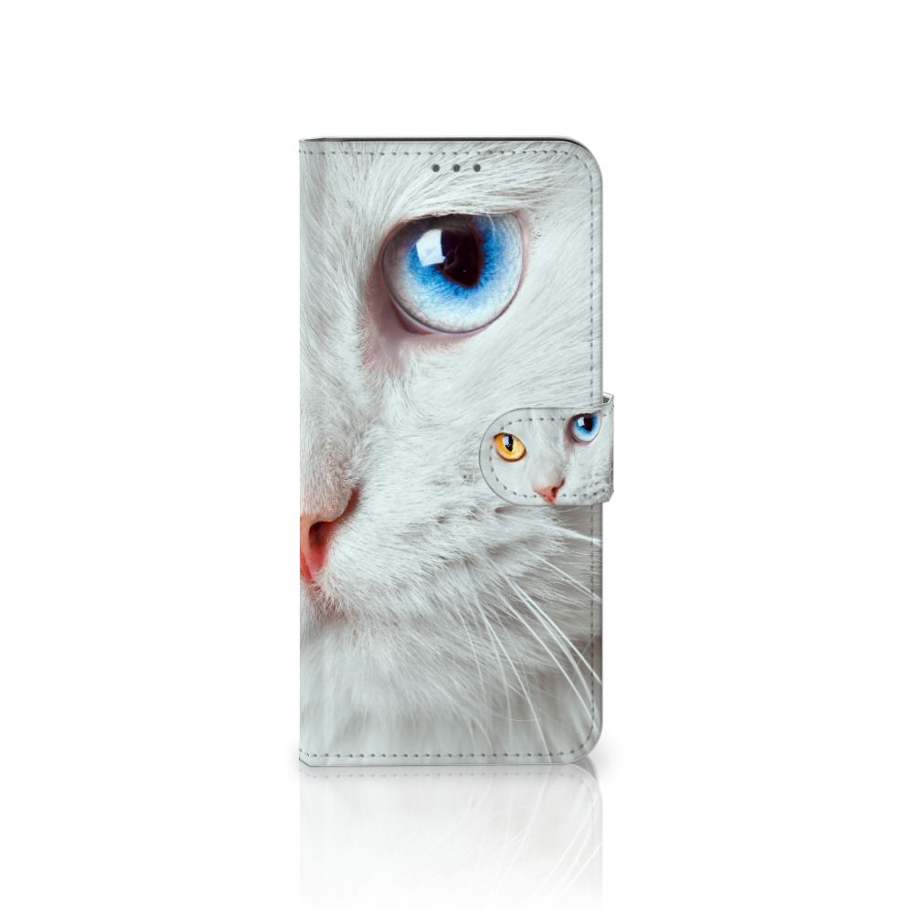 Samsung Galaxy S21 Plus Telefoonhoesje met Pasjes Witte Kat