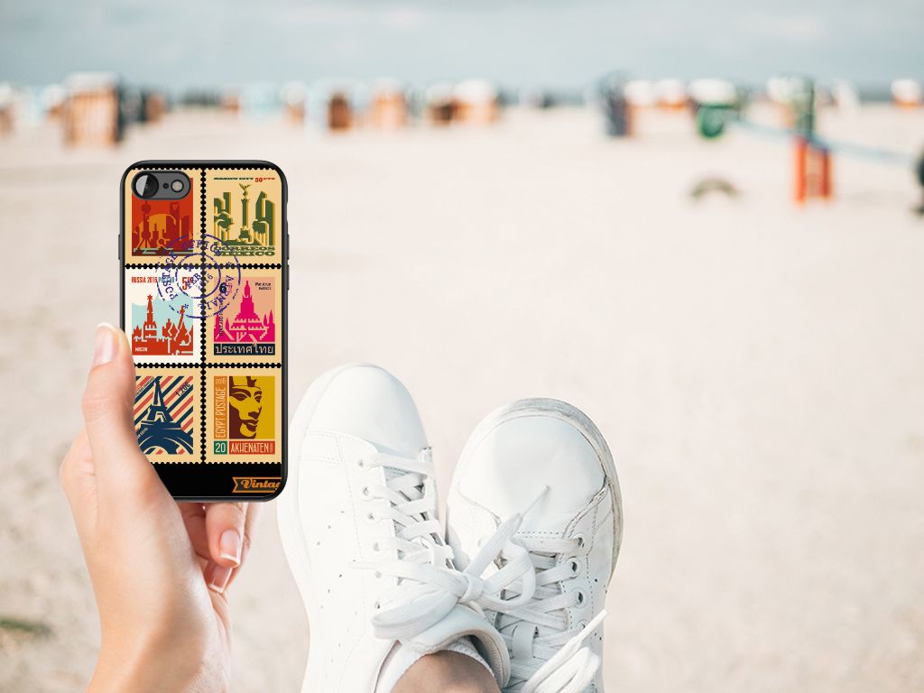 iPhone SE 2022 | SE 2020 | 7/8 TPU Backcover Postzegels met postzegel design op het strand.