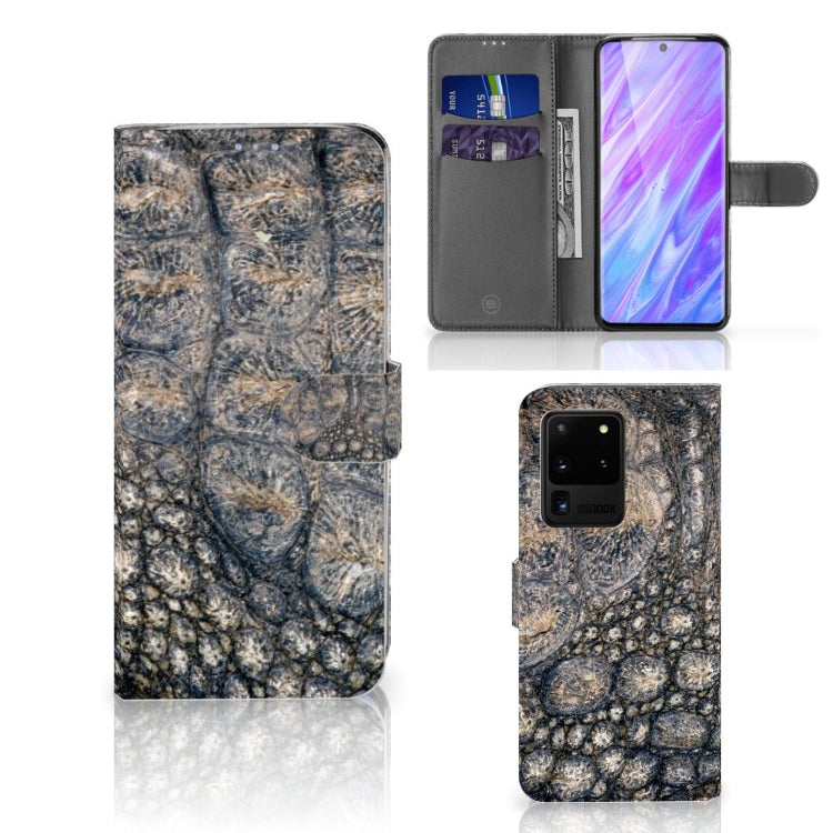 Samsung Galaxy S20 Ultra Telefoonhoesje met Pasjes Krokodillenprint