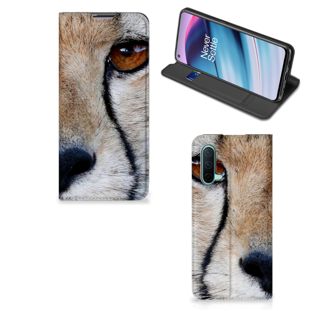 OnePlus Nord CE 5G Hoesje maken Cheetah met close-up van jachtluipaard op een stand case.