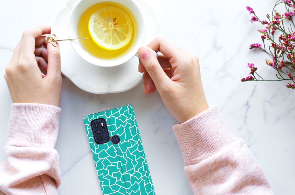 Motorola Moto G60s Bookcase Cracks Blue - B2C Telecom