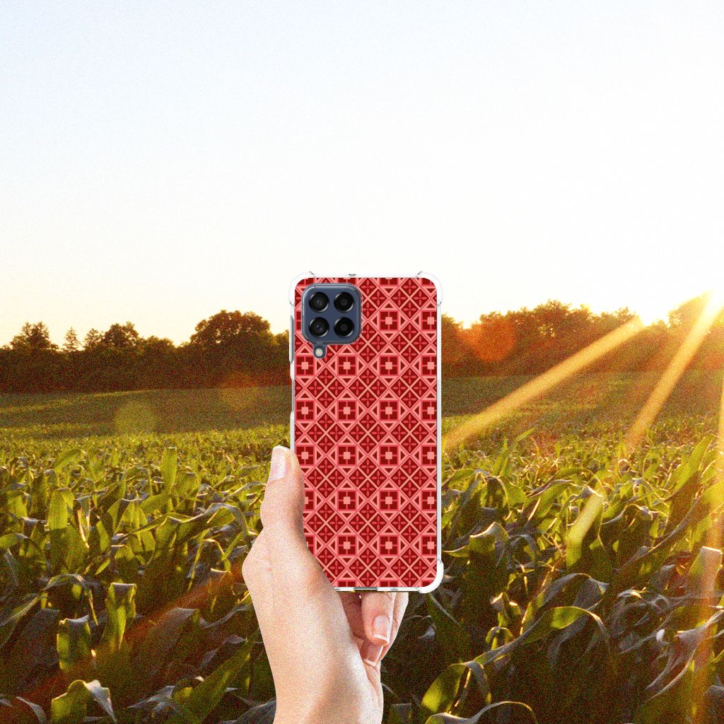 Samsung Galaxy M53 Doorzichtige Silicone Hoesje Batik Rood B2C Telecom