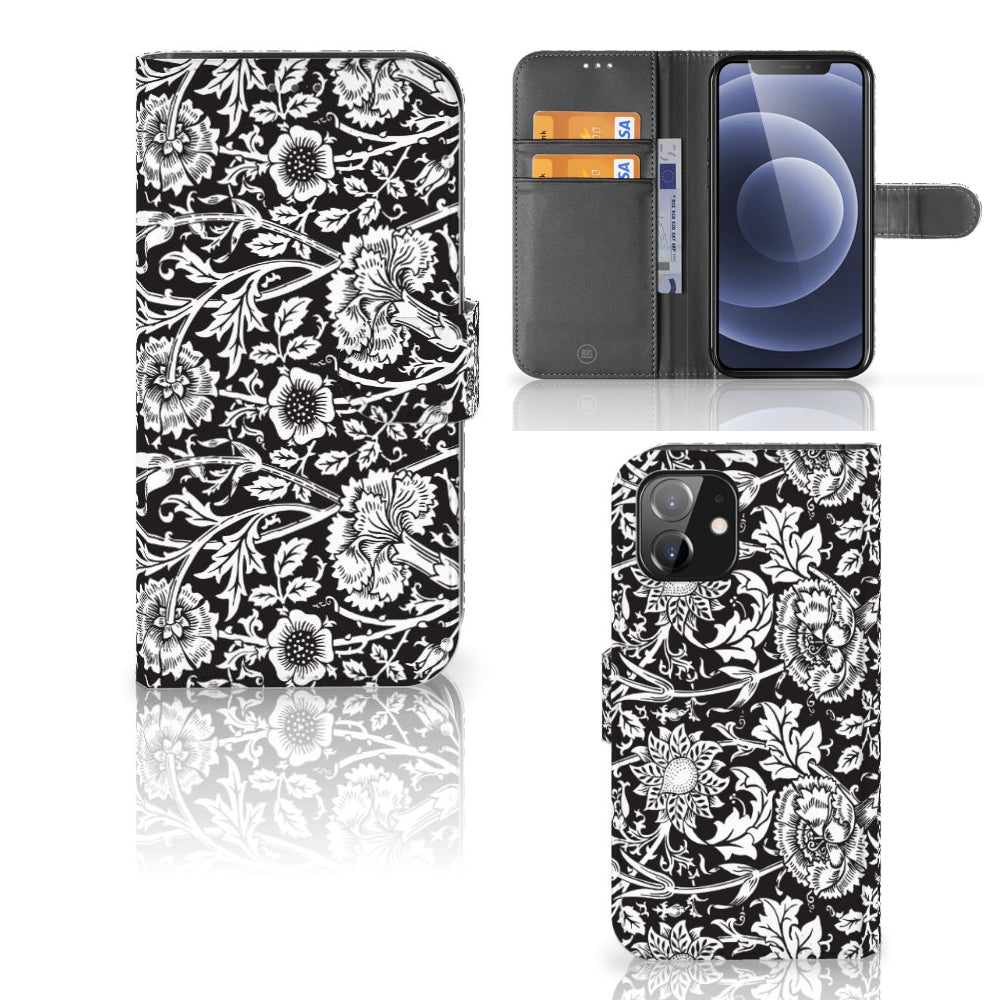 iPhone 12 | 12 Pro (6.1") Hoesje Black Flowers