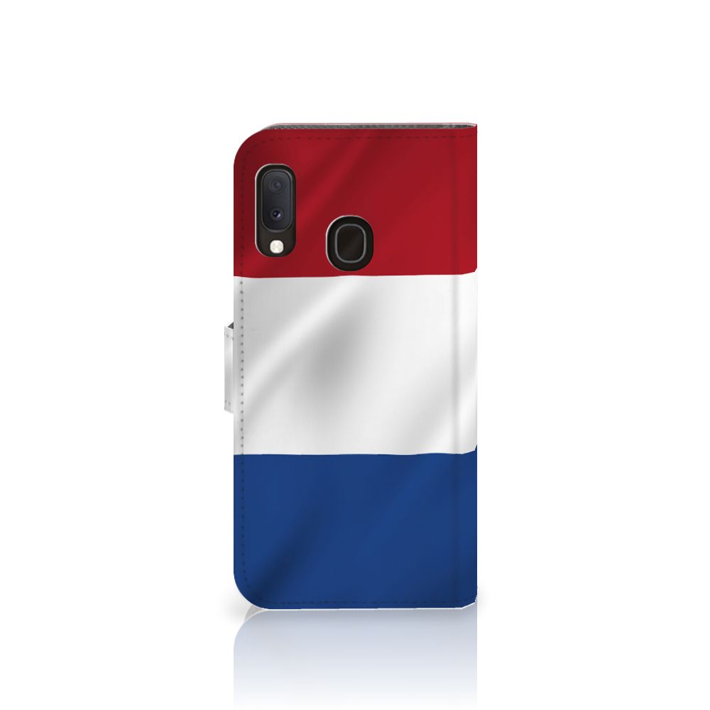 Samsung Galaxy A20e Bookstyle Case Nederlandse Vlag met artistiek ontwerp van de Nederlandse vlag.