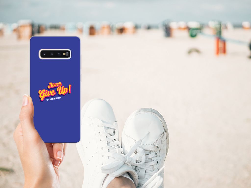 Samsung Galaxy S10 Plus Siliconen hoesje met naam Never Give Up