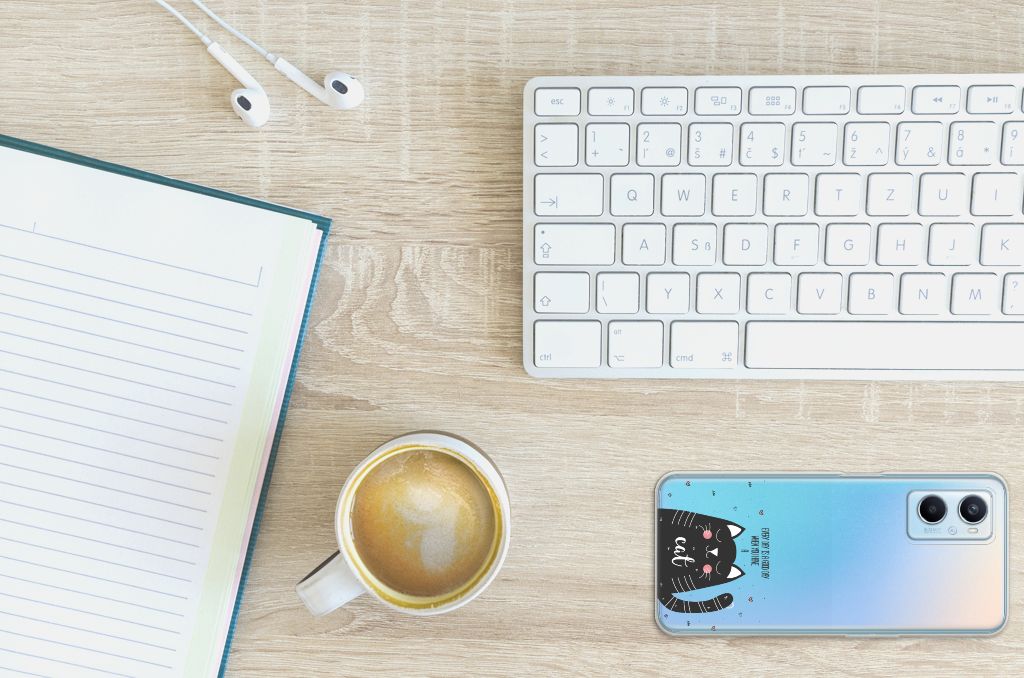 OPPO A96 | OPPO A76 Telefoonhoesje met Naam Cat Good Day B2C Telecom