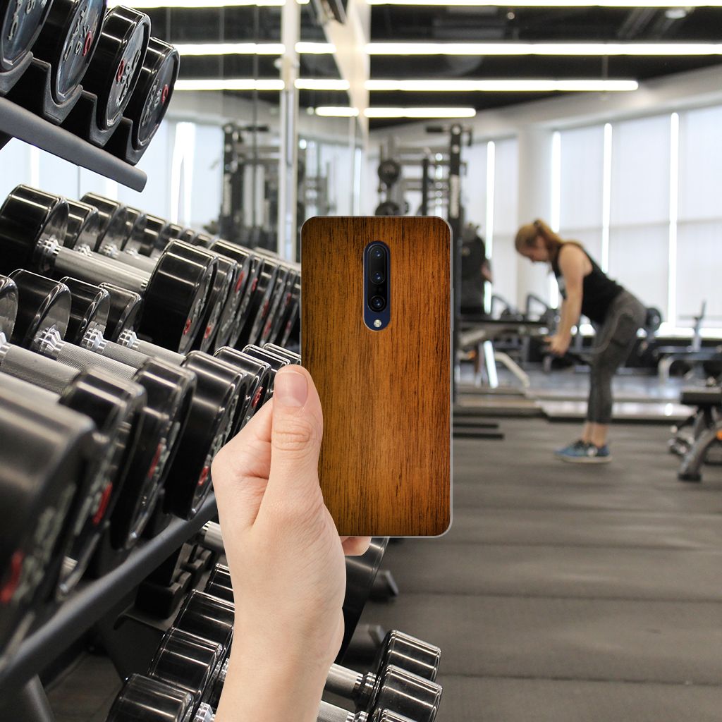 OnePlus 7 Pro Bumper Hoesje Donker Hout