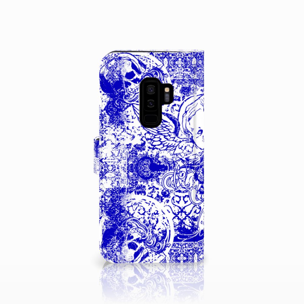 Telefoonhoesje met Naam Samsung Galaxy S9 Plus Angel Skull Blauw