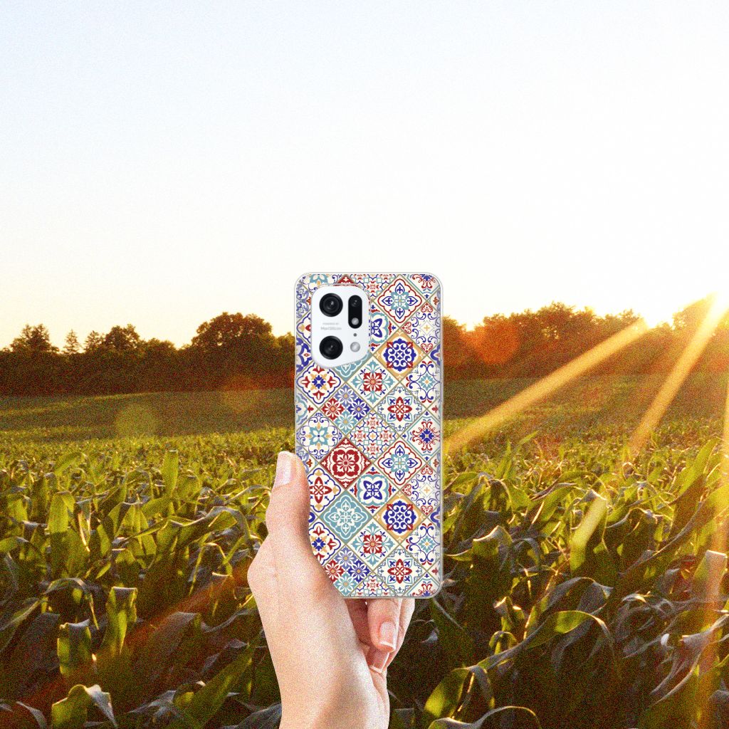 OPPO Find X5 Pro TPU Siliconen Hoesje Tiles Color B2C Telecom