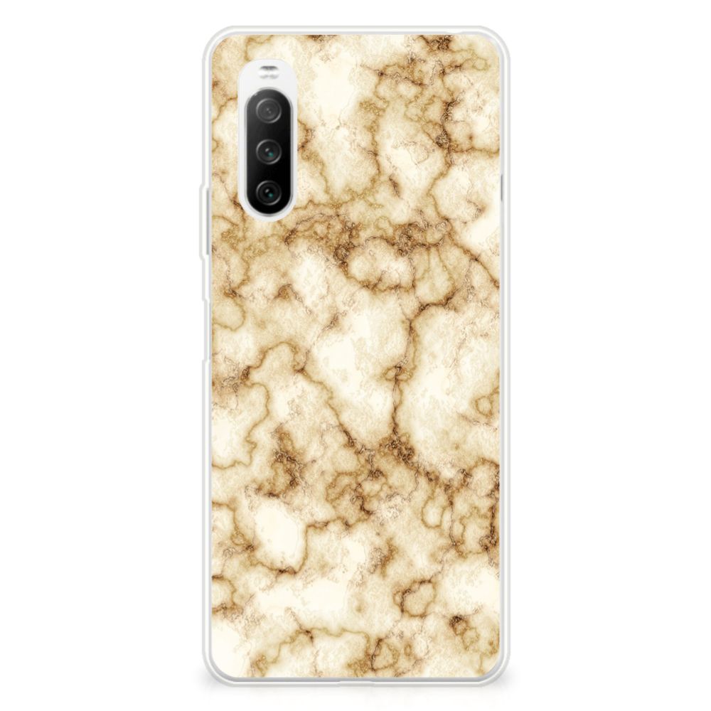 Sony Xperia 10 III TPU Siliconen Hoesje Marmer Goud B2C Telecom