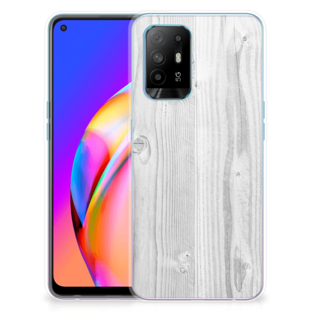 OPPO A94 5G | Reno5 Z Bumper Hoesje White Wood