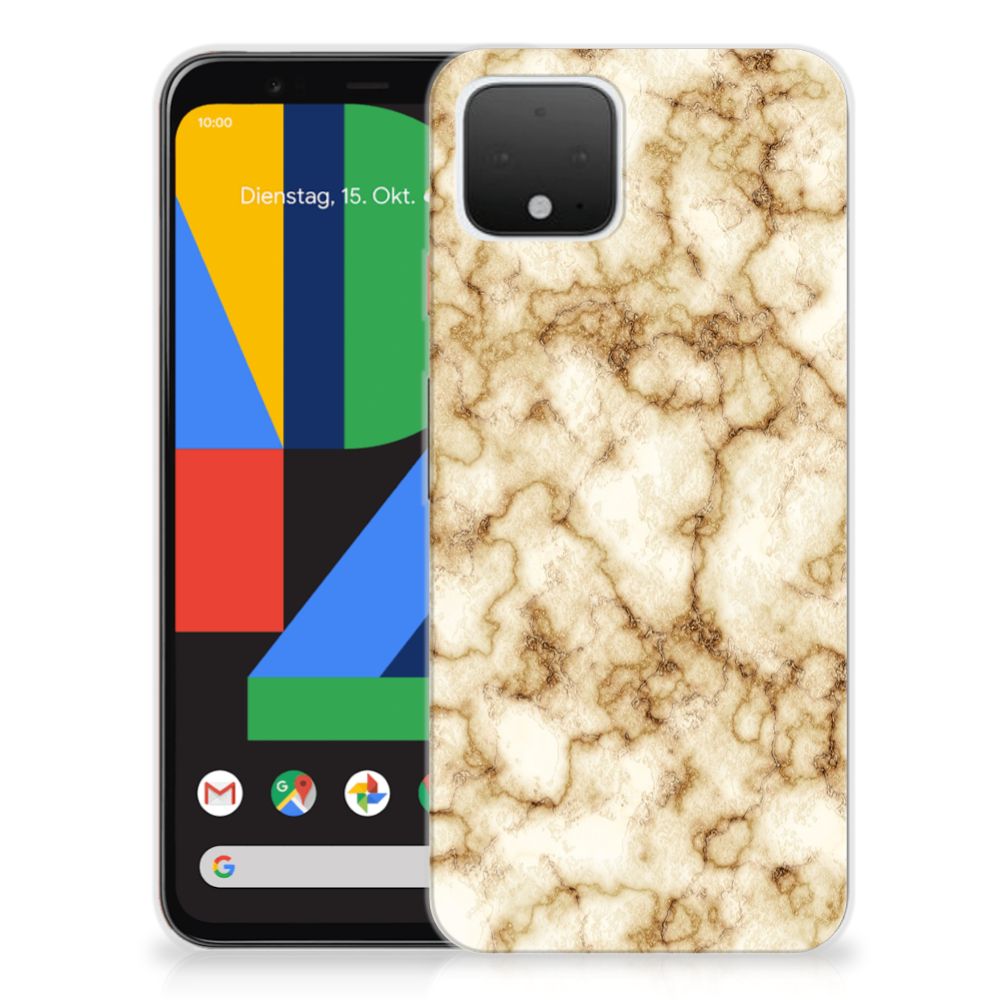 Google Pixel 4 TPU Siliconen Hoesje Marmer Goud