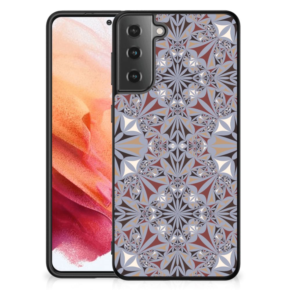 Samsung Galaxy S21 Marmeren Print Telefoonhoesje Flower Tiles