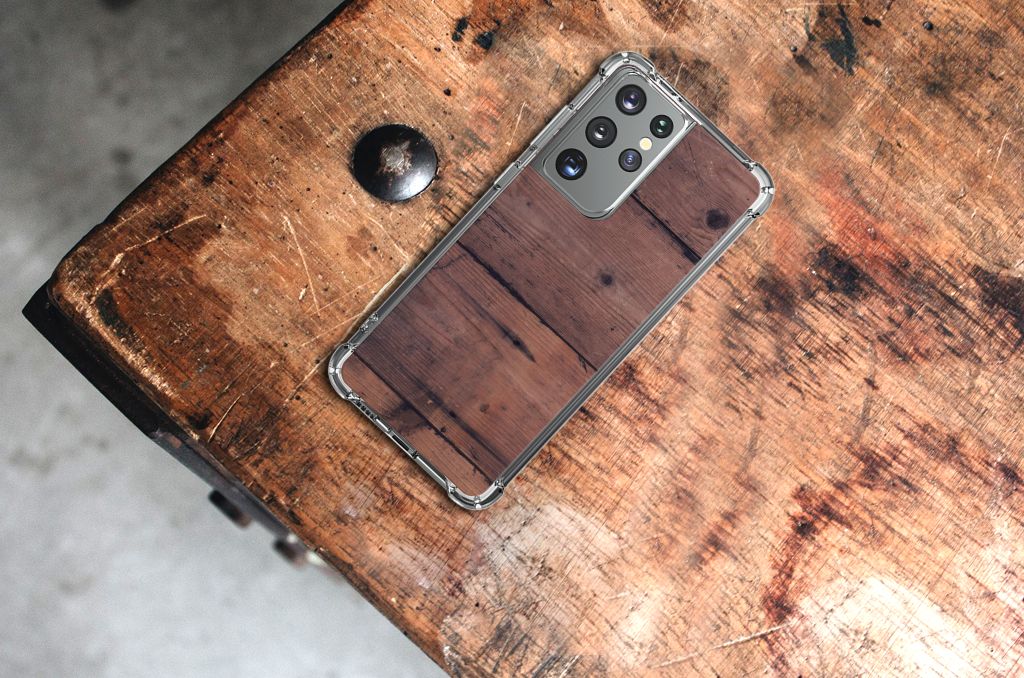Samsung Galaxy S21 Ultra Stevig Telefoonhoesje Old Wood B2C Telecom