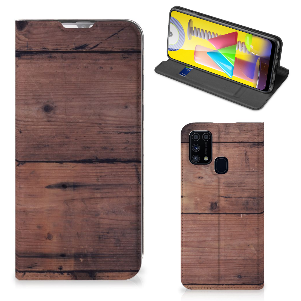 Samsung Galaxy M31 Book Wallet Case Old Wood - B2C Telecom