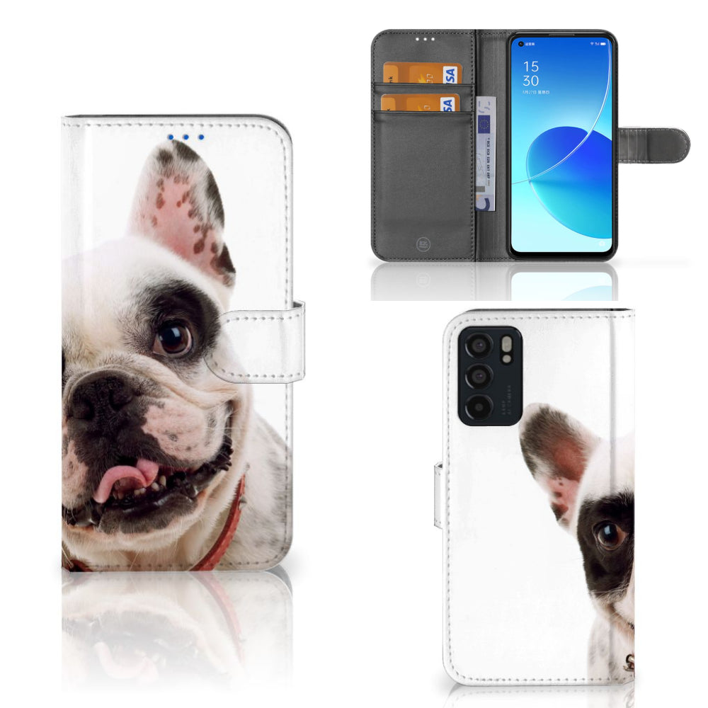 OPPO Reno6 5G Telefoonhoesje met Pasjes Franse Bulldog