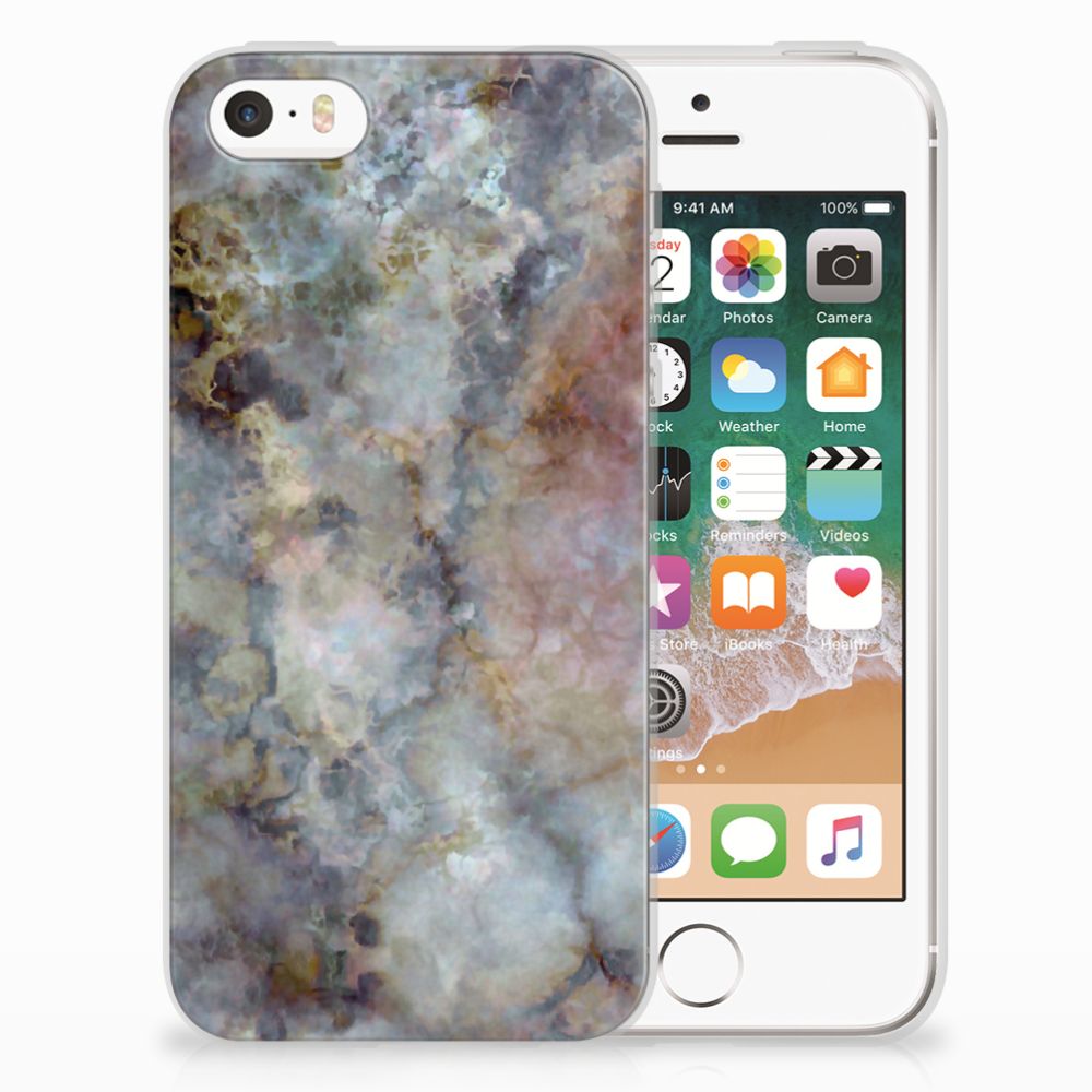 Apple iPhone SE | 5S TPU Siliconen Hoesje Marmer Grijs