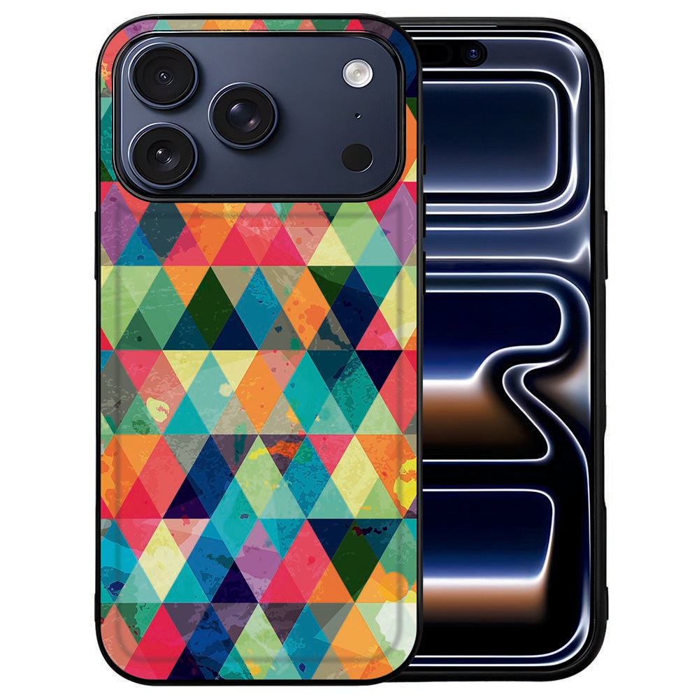 Geruit iPhone 18 Pro back cover met meerkleurig ruitpatroon over de hele achterkant