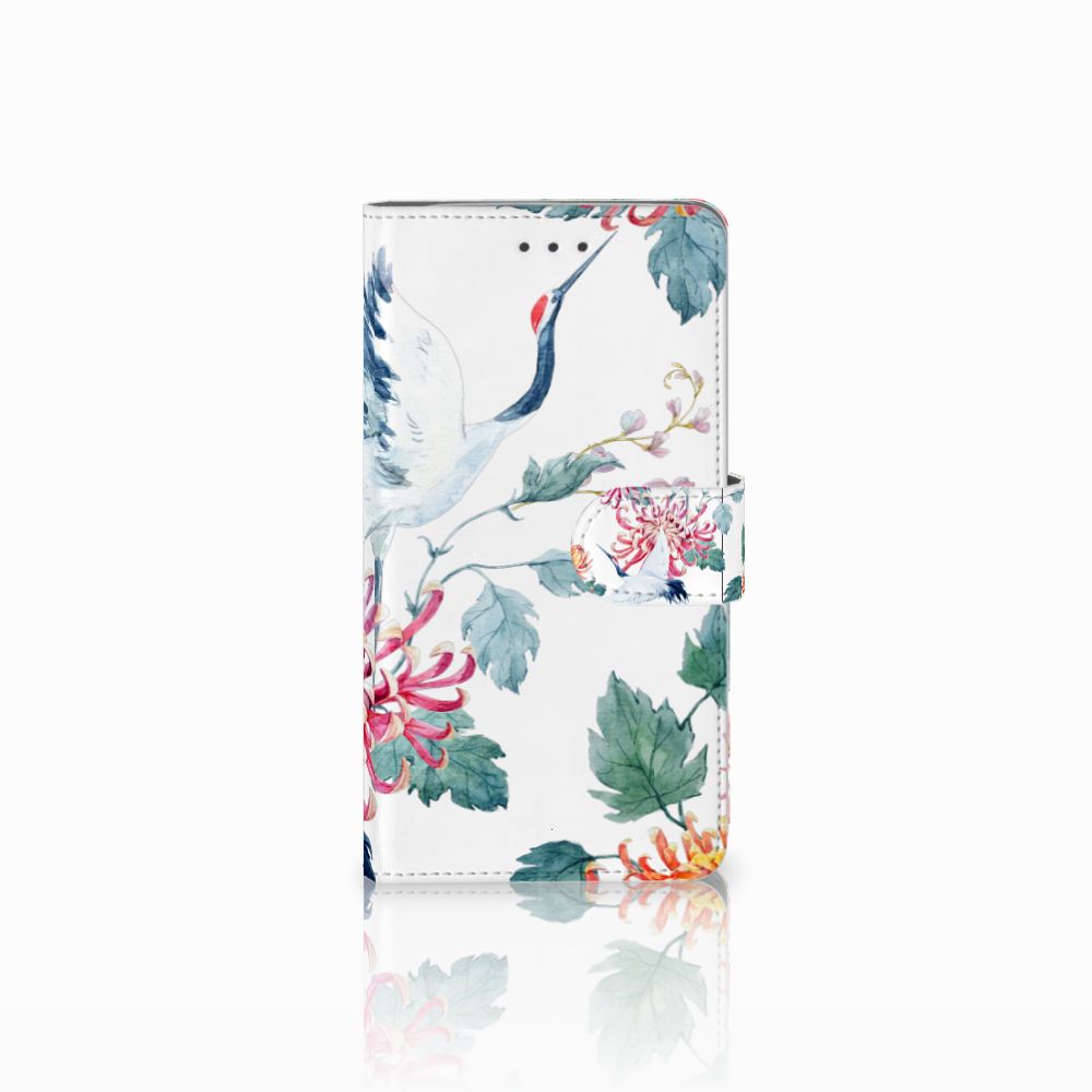 Samsung Galaxy J7 2016 Telefoonhoesje met Pasjes Bird Flowers