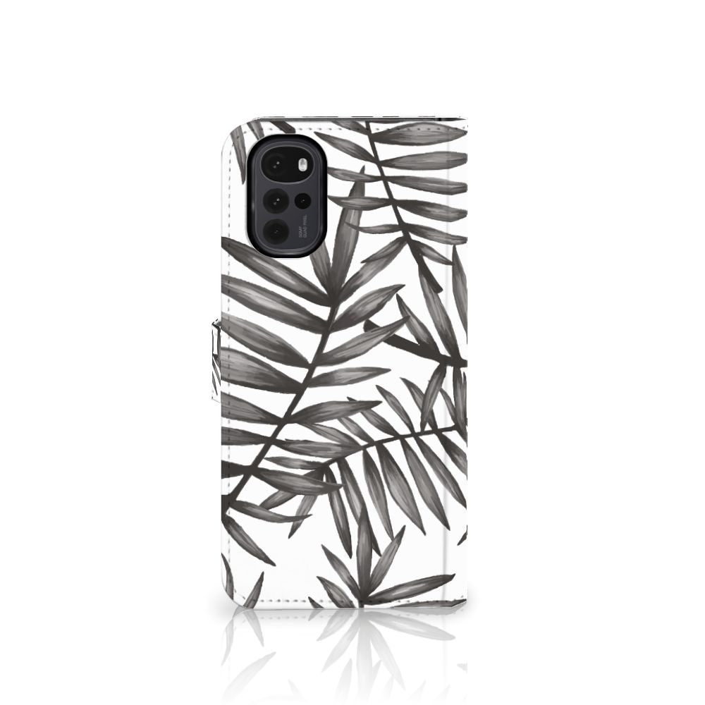 Motorola Moto G22 Hoesje Leaves Grey