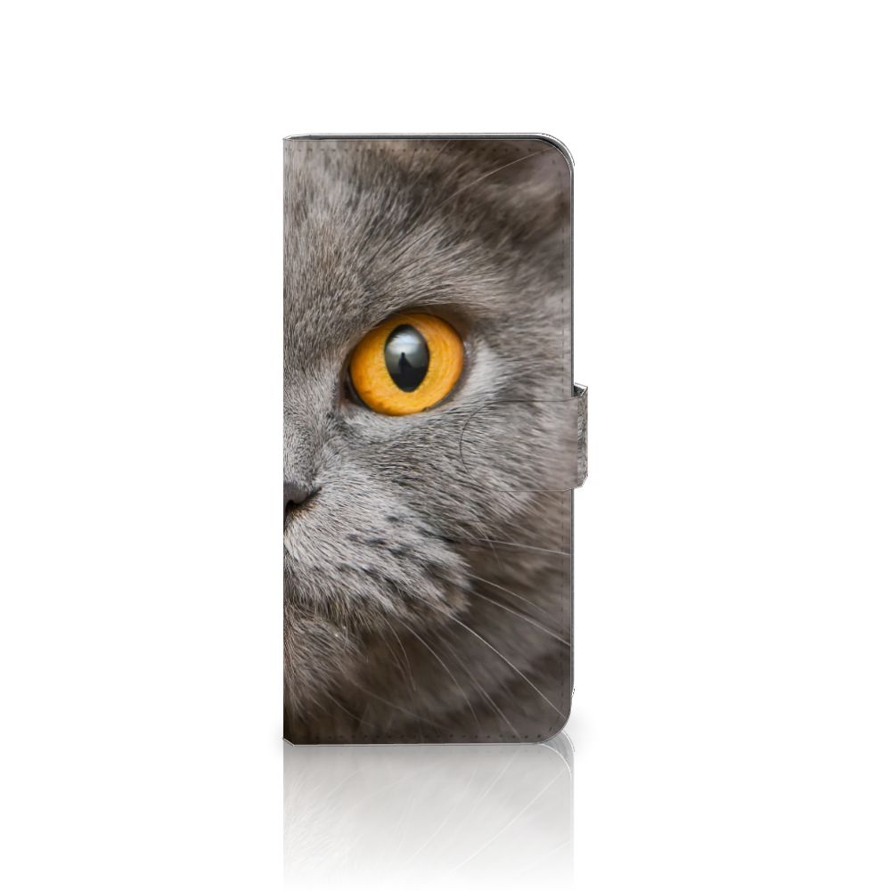 Telefoonhoesje met Pasjes OPPO A58 4G Britse Korthaar met indrukwekkende kat-oog afbeelding