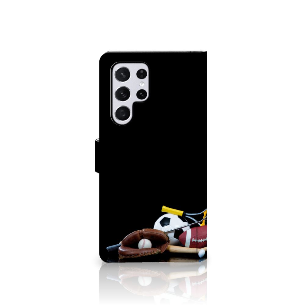 Samsung Galaxy S22 Ultra Wallet Case met Pasjes Sports met sportafbeeldingen en houders voor pasjes en briefgeld