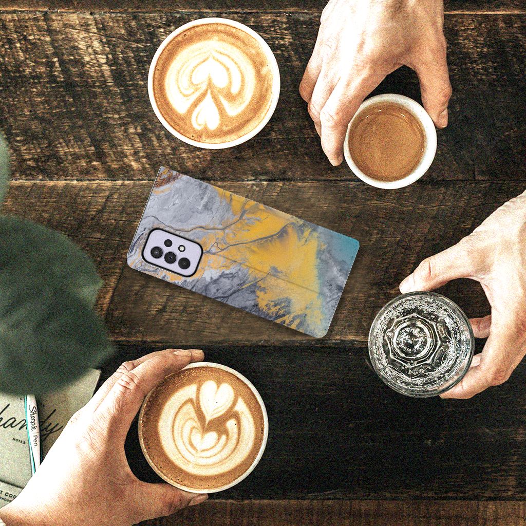 Samsung Galaxy A33 5G Standcase Marble Blue Gold - B2C Telecom