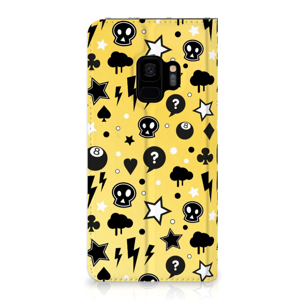 Mobiel BookCase Samsung Galaxy S9 Punk Geel